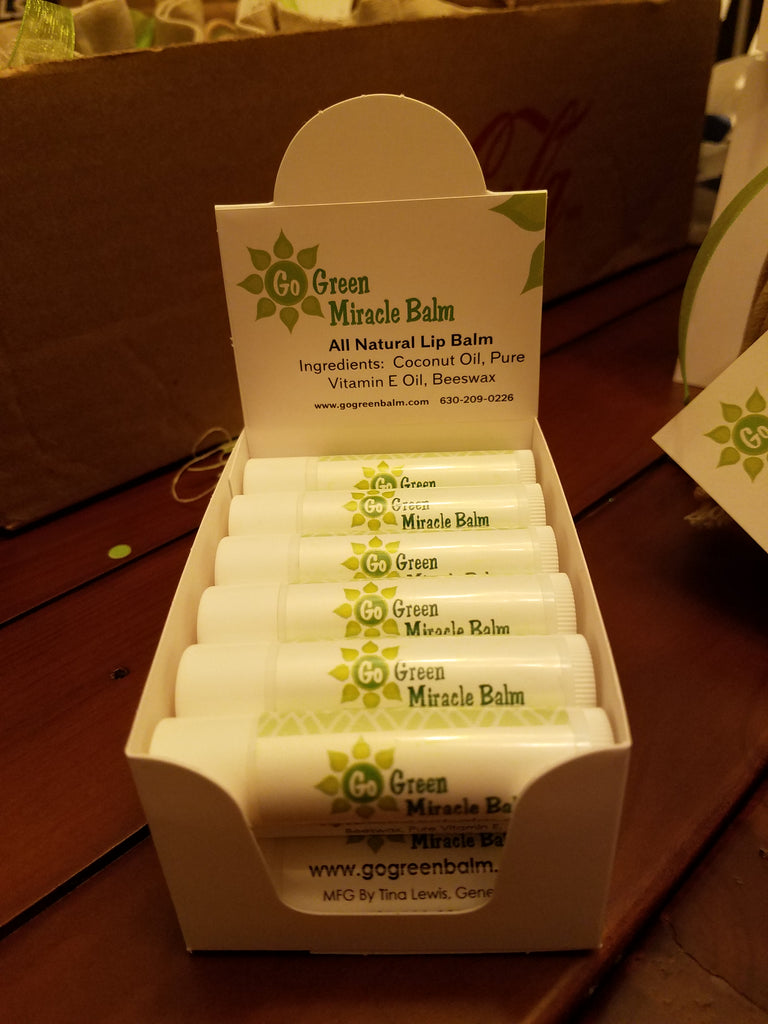 18 Count, Go Green Lip Balm, with Display Box - Go Green Miracle Balm
