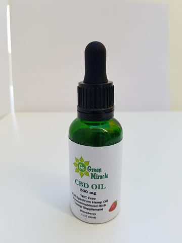 CBD Oral Drops 500mg Strawberry - Go Green Miracle Balm